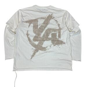 YoungLA W462 Ravage Tee Distressed Oversized Twofer Shirt Women's M